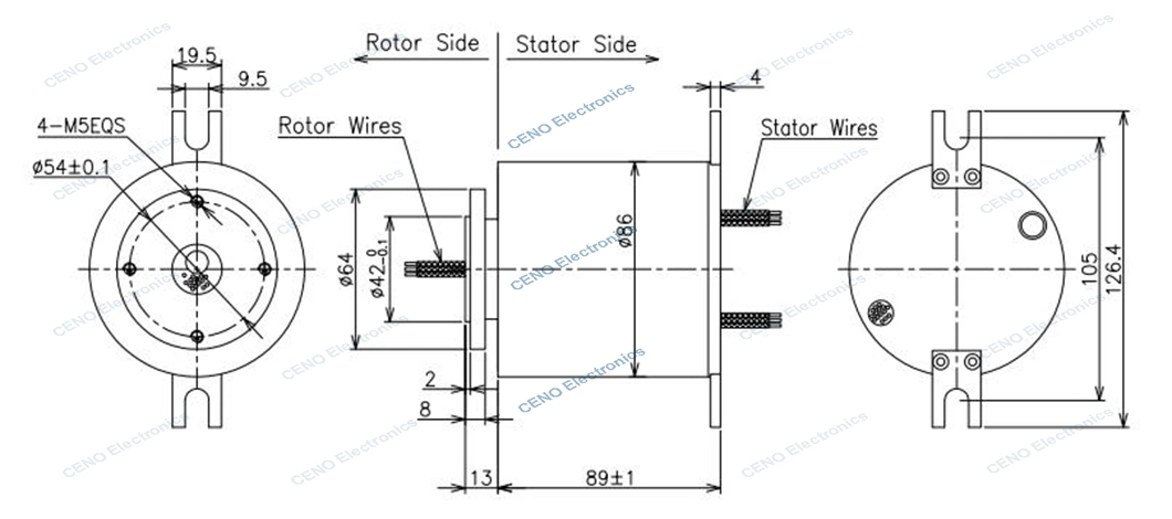 Economical Solid Power Electrical Slip Ring Apply To Vehicular