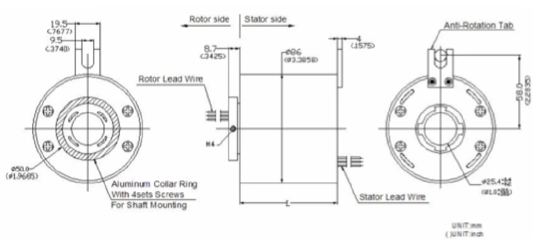 Inner Hole 25.4mm Slip Rings 2/15A, 4/Signal for Robots