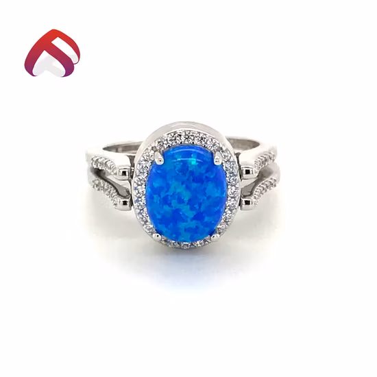 ファッション 925 スターリングシルバー ブルー ファイア オパール ジュエリー スリップ リング (RG85117)